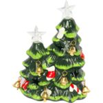 Ozdoba świąteczna ceramiczne choinki z LED 18,8 x 12,9 x 8 cm wielokolorowa