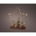 Dekoracja stołowa micro LED drewno PVC metal juta - gwiazda