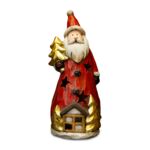 Mikołaj z choinką 3622R-16 7 x 7 x 16 cm czerwono-złoty