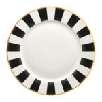 Talerz deserowy RIBS 19 cm pasy biało-czarny