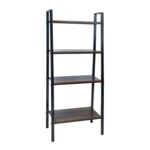 Regał metalowy 1845 czarny szeroki 4 półki palone drewno AWD INTERIOR