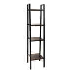 Regał metalowy 1848 czarny wąski 4 półki palone drewno stal malowana + MDF AWD INTERIOR