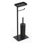 Stojak na papier toaletowy i szczotkę WC 1826 półka na telefon czarny AWD INTERIOR