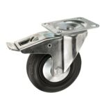 Zestaw jezdny z kołem czarnym 100mm/100kg płyta obrotowa z hamulcem