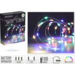Mikroled na druciku srebrny 100 LED multikolor 495 cm