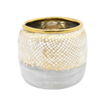 Osłonka ceramiczna szaro-złota 15 x 15 x 12,7 cm