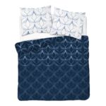 Pościel mikrofibra 160 x 200 cm 5469 A biało-granatowa
