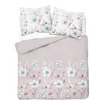 Pościel mikrofibra 160 x 200 cm 5274 A kwiaty biało-różowa