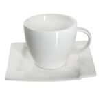 Komplet kawowy Kubiko 12 elementów 220 ml spodek 14 cm biały AMBITION