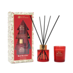 Patyczki zapachowe 50 ml + świeca czerwona zestaw x-mas