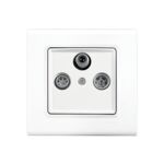 Gniazdo RTV-SAT końcowe biały w komplecie z ramką 8,5 x 8,5 x 4 cm