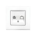 Gniazdo komputerowe 1 x RJ45 kategoria 5e z ramką biały 8,5 x 8,5 x 4 cm