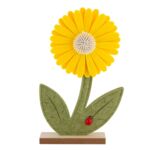 Figurka filcowa żółty kwiatek z biedronką 13 x 4 x 20,5 cm
