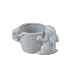 Osłonka ceramiczna zające 19,4 x 13,9 x 12,7 cm biała