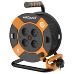 Przedłużacz bębnowy 3 x 1 20 m czarno-pomarańczowy 4 gniazdowy