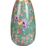 Wazon dekorowany metalowy 14,5 x 25 cm zielony
