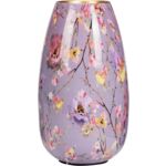 Wazon dekorowany metalowy 14,5 x 25 cm fiolet