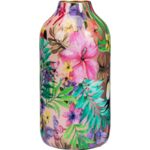 Wazon dekorowany metalowy 15 x 25 cm motyw kwiatowy