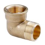 Kolanko mosiężne 1/2" nakrętno-wkrętne żółte