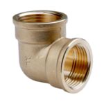 Kolanko mosiężne 1/2" nakrętno-nakrętne żółte