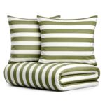 Pościel Eusebia Home 08 160 x 200 cm 3 częściowa pasy szerokie khaki-biały