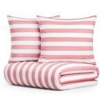 Pościel Eusebia Home 05 160 x 200 cm 3 częściowa pasy szerokie różowo-biały