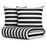 Pościel Eusebia Home 03 160 x 200 cm 3 częściowa pasy szerokie czarno-biały