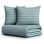 Pościel Eusebia Home 14 160 x 200 cm 3 częściowa pasy wąskie niebiesko-biały