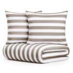 Pościel Eusebia Home 06 160 x 200 cm 3 częściowa pasy szerokie brązowo-biały