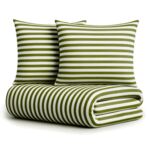 Pościel Eusebia Home 15 160 x 200 cm 3 częściowa pasy wąskie khaki-biały