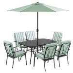 Zestaw mebli z parasolem biało-miętowy