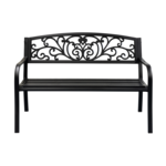 Ławka ogrodowa ozdobny ażur czarna