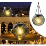 Lampa solarna metalowa 14,5 x 12 x 34,5 cm czarna