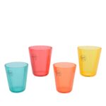 Kubek transparentny plastikowy 300 ml różne kolory 4 szt.
