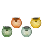 Lampion solarny LED metalowy 12,5 cm okrągły mix 4 kolorów