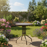 Stolik ogrodowy Bistro okrągły 60 cm polywood brązowy