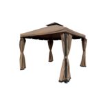 Pawilon ogrodowy z zasłonami 3 x 3 m beżowo-brązowy