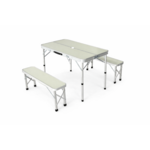 Zestaw składanych mebli kempingowych stół + 2 ławki beżowe