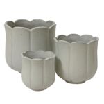 Zestaw 3 osłonek z terakoty tulipan śr. 42 cm biały