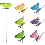 Dekoracja plastikowa motyl na metalowym piku mix kolorów