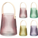 Szklany lampion z rączką mix kolorów