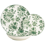 Zestaw obiadowy 18-elementowy białe talerze zdobienie róże