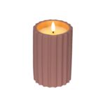 Świeca ryflowana LED średnia różowa