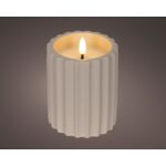 Świeca ryflowana LED mała kremowa