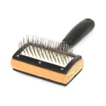 Szczotka dwustronna w plastikowej oprawie, igły bez kulek, rączka czarna Dingo