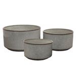 Zestaw 3 donic metalowych FEETED CYLINDRICAL BOWL szary