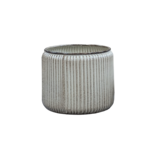 Donica metalowa CYLINDERO STRIPE śr. 37 cm wys. 31 cm beżowa