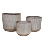 Donica metalowa NILGIRI STRIPE śr. 25 cm wys. 23 cm beżowa