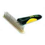 Zgrzebło metalowe, z plastikową rączką, jednorzędowe, długość kolca 1,9 cm Dingo