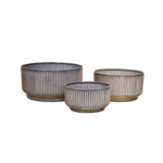 Donica metalowa NILGIRI STRIPE BOWL śr. 20 cm wys. 11 cm szara